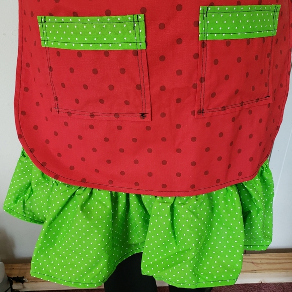 Watermelon Ruffled Kitchen Apron with Pockets - Picture 5 of 7